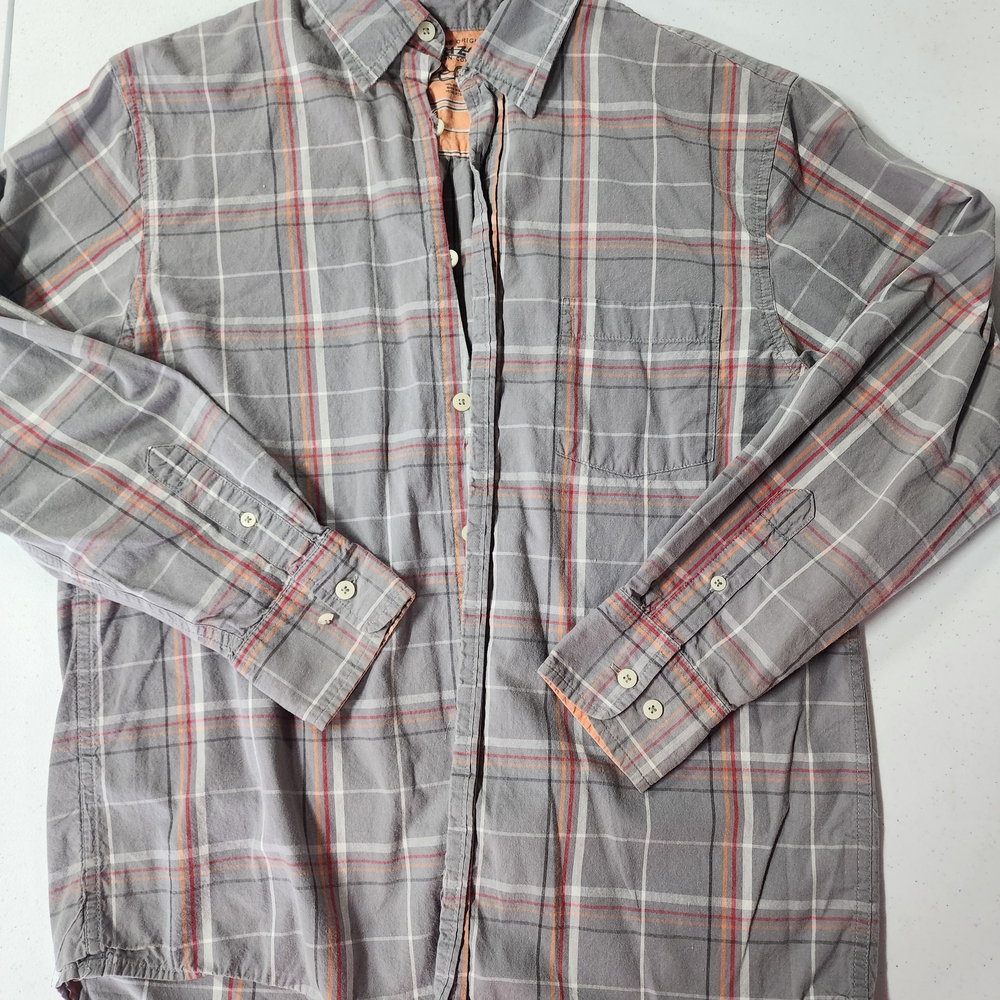Arizona Jean Company Gray and Orange Casual Button Down Shirt